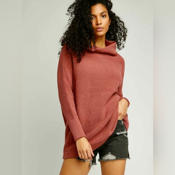 Free People Sweaters - Free People OTTOMAN Dusty Rose Cowl Neck RIBBED Sweater